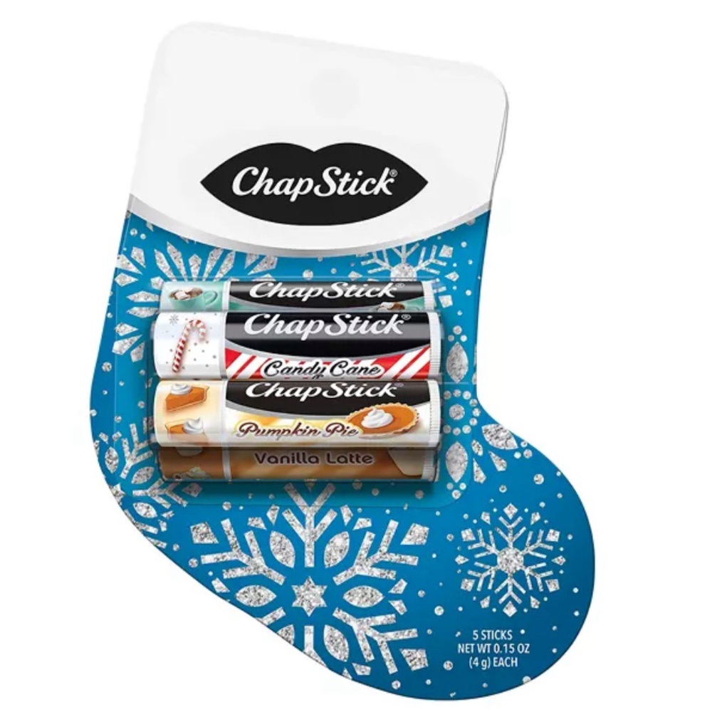 NEW Chapstick Holiday Stocking Flavored Lip Balm Gift Set of 5, 0.15 Oz Ea NIP